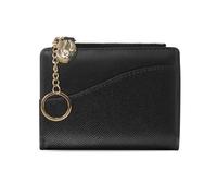 WishLotus Keychain Wallet for Women, Bifold Small Wallet with Key Ring and Zipper Pocket, PU Leather Card Holder Wallet, Black, Fashion