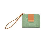 WishLotus Small Wallet for Women, Rose Texture Credit Card Holder Wallet with Wristlet, Bifold Leather Mini Purse Wallet Come with Coin Pocket, Green, Fashion
