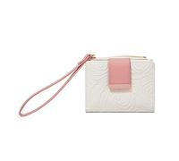 WishLotus Small Wallet for Women, Rose Texture Credit Card Holder Wallet with Wristlet, Bifold Leather Mini Purse Wallet Come with Coin Pocket, White, Fashion