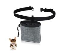WishLotus Treat Pouches for Pet Training, Two-in-One Dog Walking Bag and Poop Bag Dispenser Waist Dog Treat Pouch with Pulling Rope Closure for Hands-Free (Gray)