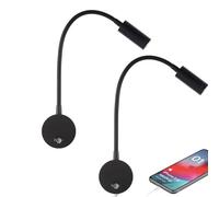 WisHomee Dimmable Camper Van Reading Light with USB Charging Port, DC 12V - 24V Campervan Spot Lights, Flexible LED Light Fixtures, for Van, Caravan, Boat and Motorhome, 2 Pack
