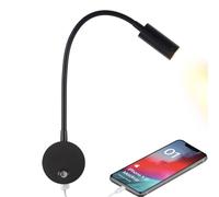 WisHomee Dimmable Camper Van Reading Light with USB Charging Port, DC 12V - 24V Campervan Spot Lights, Flexible LED Light Fixtures, for Van, Caravan, Boat and Motorhome, 1 Pack