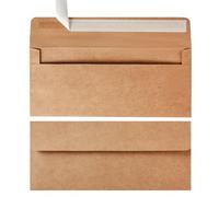 Wishop 50 Pack #10 Business Envelopes Self Seal 4x9 Standard Envelopes for Business, Invoices, Letter Mailing, 4 1/8 x 9 1/2 Inches (Brown, 4.13 x 9.49)