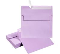 Wishop 50 Pack 5 x 7 Envelopes Colored Self Seal for Wedding, Party Invitations, Greeting Cards, Announcements, Photos, 5.24 x 7.21 Inches (Light Purple)