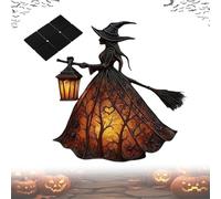 Wishslove Halloween Witch Lamp, Stained Gothic Witch Hat Led Lamp, Spooky Decorative Standing Night Light, for Home, Porch, Tabletop, Party Decor, for Halloween and Gift (1 PCS)