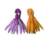 WISHSTORE Squeaky Octopus Dog Toys, no Stuffing Crinkle Plush Dog Toy Pack 2(Purple and Orange)