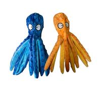 WISHSTORE Squeaky Octopus Dog Toys - no Stuffing Crinkle Plush Dog Toy - Pack of 2 (Orange and Blue)
