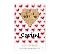 WishStrings ‘Cariad’ Pocket Hug Token Gift | Welsh Love Keepsake | Thinking of You Gift | Wooden Heart Token | Small Gift for Partner, Friend or Family