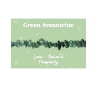 WishStrings Green Aventurine Gemstone Chip Beaded Stretch Bracelet on Gift Card | Crystal Healing Bracelet for Luck, Balance & Prosperity | Thoughtful Spiritual Gift for Positivity & Success
