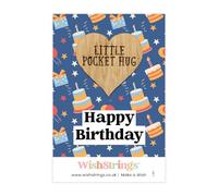 WishStrings ‘Happy Birthday’ Pocket Hug with Cake Design | Birthday Keepsake Gift | Letterbox Hug Token | Long Distance Gift | Thoughtful Gift for Friends & Family