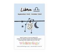 WishStrings ‘Libra’ Star Sign Wish Bracelet on Gift Card | Thoughtful Astrology Gift Under £5 | Perfect for Birthdays, Horoscope Lovers, and Spiritual Gifts | Meaningful Zodiac Keepsake for Libra