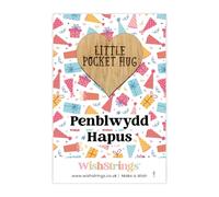 WishStrings ‘Penblwydd Hapus’ Pocket Hug Token Gift | Welsh Happy Birthday Keepsake | Wooden Hug Token | Letterbox Birthday Gift for Friend or Family