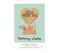 WishStrings Pocket Hug - Birthday Wishes | Thoughtful Gift for Celebration & Joy | Keepsake Token with Dog Design for Sending Hugs on Their Special Day