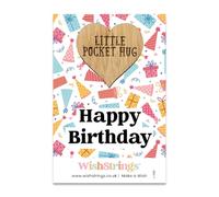 WishStrings Pocket Hug - Happy Birthday Gift Token | Birthday Keepsake | Thoughtful Letterbox Hug | Wooden Heart Card for Friends & Family
