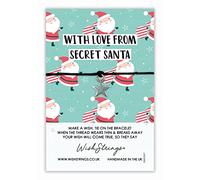 WishStrings Wish Bracelet - With Love from Secret Santa | Fun & Festive Keepsake Gift | Star Charm Bracelet on Santa Pattern Card | Secret Santa Present Idea