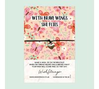 WishStrings ‘With Brave Wings She Flies’ Wish Bracelet | Butterfly-Themed Gift | Uplifting Positivity Bracelet for Strength & Courage