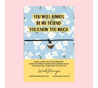 WishStrings ‘You Will Always Be My Friend, You Know Too Much’ Wish Bracelet | Thoughtful Gift for Friendship | Meaningful Keepsake