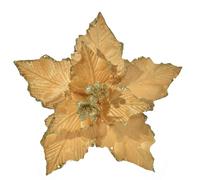 WishTip Christmas Poinsettia 10pcs 10-Inch Large Christmas Flowers Picks Spray Artificial Velvet Glitter Flower Ornaments for Christmas Tree Wreath Garland Decoration (Gold)
