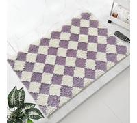 Wishtune Bathroom Rugs Purple Cute Bath Mat Soft Super Absorbent Non Slip Rubber Backing, Quick Drying, Machine Washable Bath Mats for Bathroom Floor, Shower Sink,24" x 16"
