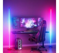 WISIMMALL 2 Pack Led Floor Lamp, RGBIC Corner Floor Lamps for Living Room, Featuring 16 Million Colours & 300+ Preset Scenes - 65" Standing Lamps for Living Room, Bedroom - Mood Lighting With DIY Mode