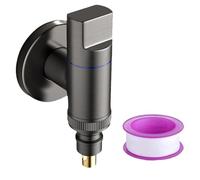WISIRENT Washing Machine Tap 1/2 and 3/4 Black Stainless Steel Angle Valve, Water Stop for Washing Machine, Garden