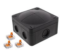 Wiska 10109673 COMBI 407 Junction Box + 3x 3-pole WAGO 221-413 Connectors - Black