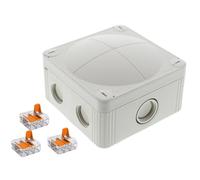 Wiska 10109674 COMBI 407 Junction Box + 3x 3-pole WAGO 221-413 Connectors - Light Grey