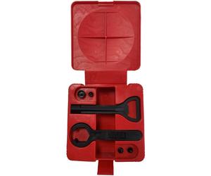 Wiska 10109713 SPRINT Mini Tool box with M20 spanner, Bottle Opener, Screwdriver Head & 2 x Hole Saws, Red