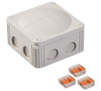 Wiska 10110871 COMBI 607 Junction Box + 3x 3-pole WAGO 221-613 Connectors - Light Grey