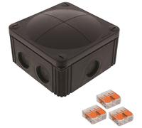 Wiska 10110872 COMBI 607 Junction Box + 3x 3-pole WAGO 221-613 Connectors - Black
