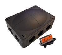 Wiska 10113411 COMBI 310 Polypropelene Junction Box with 3x 3-pole WAGO 221-413 Connectors 117x85x51mm - Black