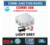 Wiska COMBI 308 Junction Box +3x3 Pole 221-413 WAGO IP66/IP67 Grey 85x85x51mm