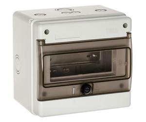 Wiska INDUBOX 1308AR/W 8 Way IP65 Weatherproof Consumer Unit Enclosure, Light Grey