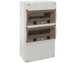 Wiska INDUBOX 1322R/W 22 Way IP65 Weatherproof Consumer Unit Enclosure, Light Grey