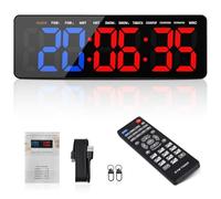 Wiskyn Gym Timer, 13.2" Large Gym Clock with Count Down & Up Stopwatch, Workout Interval Timer with Adjustable Brightness/Volume, Fitness Digital Clock for Home Gym Office