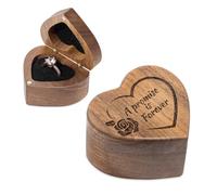 Wislist Engagement Proposal Ring Box Secret Slim Engraved Wooden Heart Case