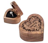 Wislist Engagement Proposal Ring Box Secret Slim Engraved Wooden Heart Case