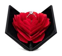 Wislist Rose Flower Ring Box for Men Women Proposal Engagement Wedding Ceremony Birthday Gift Jewelry Display Presentation Storage Chest Holder Organizer