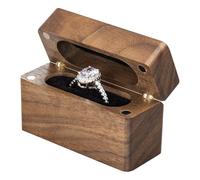 Wislist Wooden Engagement Ring Box for Proposal Slim Pocket Size Ring Case