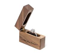 Wislist Wooden Engagement Ring Box Small Slim Flat Ring Case for Proposal,Wedding (How about forever)