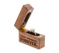 Wislist Wooden Engagement Ring Box Small Slim Flat Ring Case for Proposal,Wedding (Today Tomorrow Forever)