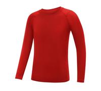 WISMBOX Boys Base Layer Top, Kids Long Sleeve Compression Shirt, Quick Dry Breathable Sports Tops for Football Running Tomato Red