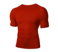 WISMBOX Men's Compression Shirt Short Sleeve, Quick Dry Base Layer Top, Sports Gym Running Cycling Workout Shirts Tomato Red