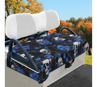 Wismoutput Blue Rose Skull Golf Cart Seat Cover Portable Club Car Seat Towel Universal Fit for Most 2-Seat Golf Cart Sightseeing Car Seat Blanket