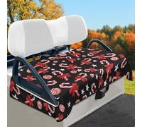 Wismoutput Christmas Candy Cane Golf Cart Seat Cover Portable Club Car Seat Towel Universal Fit for Most 2-Seat Golf Cart Sightseeing Car Seat Blanket