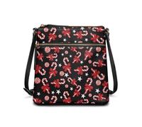 Wismoutput Christmas Candy Cane Womens Leather Shoulder Bag with Multi Pockets & Adjustable Strap Portable Cell Phone Pouch