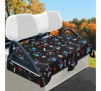 Wismoutput Colorful Dog Paw Bone Sightseeing Car Seat Covers Golf Cart Mat Universal Seat Covers for Club Cars 2 Passenger Golf Cart Seat Blanket Golf Accessories