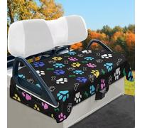 Wismoutput Colorful Dog Paw Golf Cart Seat Cover Portable Club Car Seat Towel Universal Fit for Most 2-Seat Golf Cart Sightseeing Car Seat Blanket