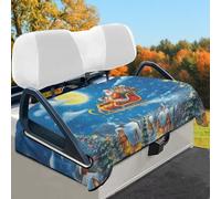 Wismoutput Father Christmas Sleigh Golf Cart Seat Cover Portable Club Car Seat Towel Universal Fit for Most 2-Seat Golf Cart Sightseeing Car Seat Blanket