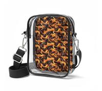 Wismoutput Fire Pattern Transpatent Crossbody Bag Waterproof Clear Tote Bag with Adjustable Strap for Concert Festival Sports Event